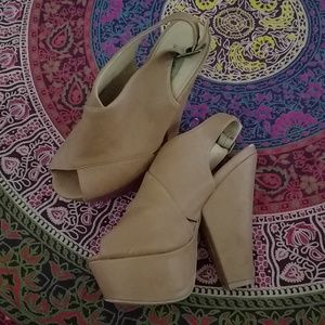 Tan platform heels
